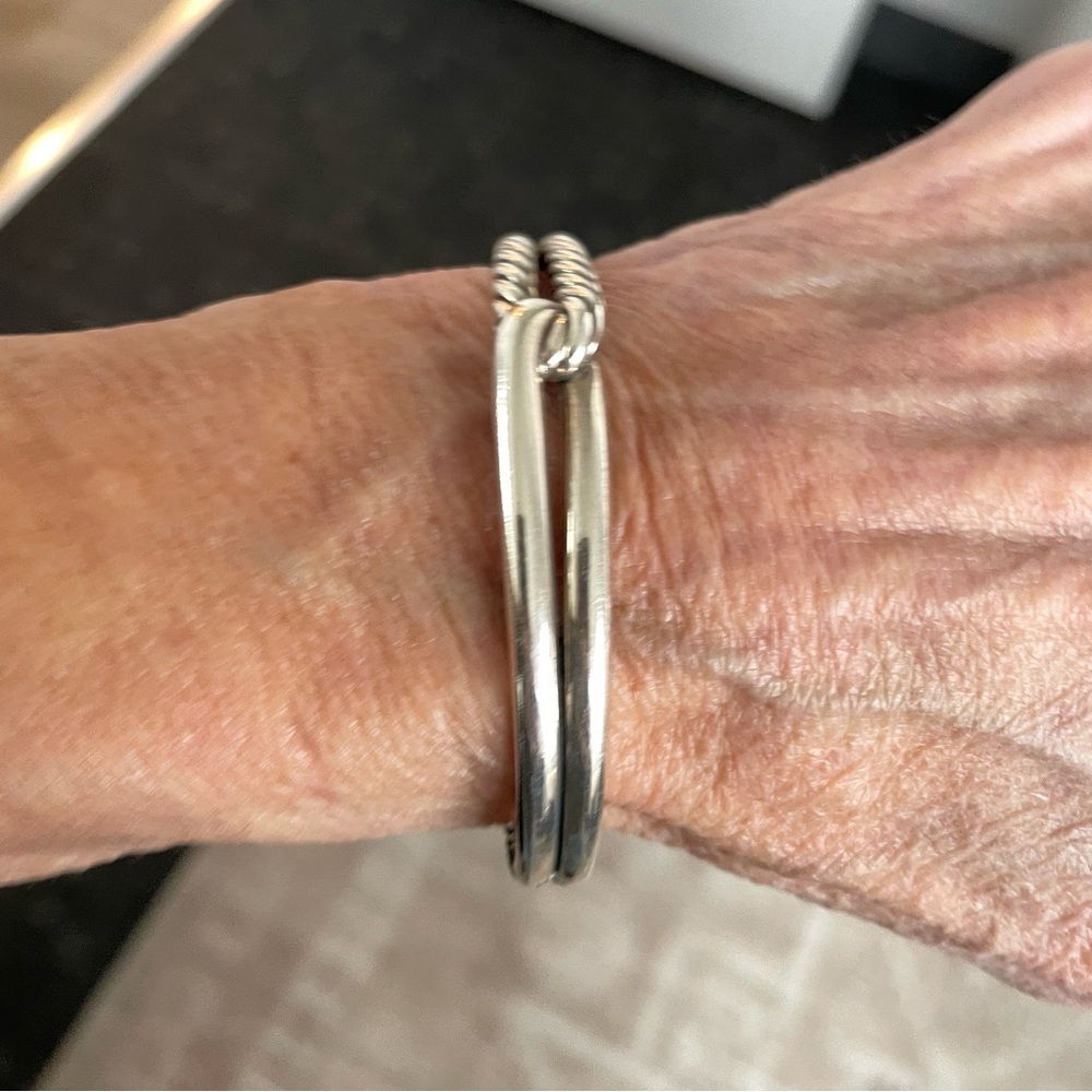 ‼️DAVID YURMAN‼️ Silver Cable Bangle Bracelet - Twisted Rope Design, Small - Picture 5 of 7